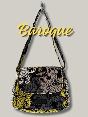 Vera Bradley Baroque Flap Crossbody Bag Retired Y2K Quilted Cotton Shoulder